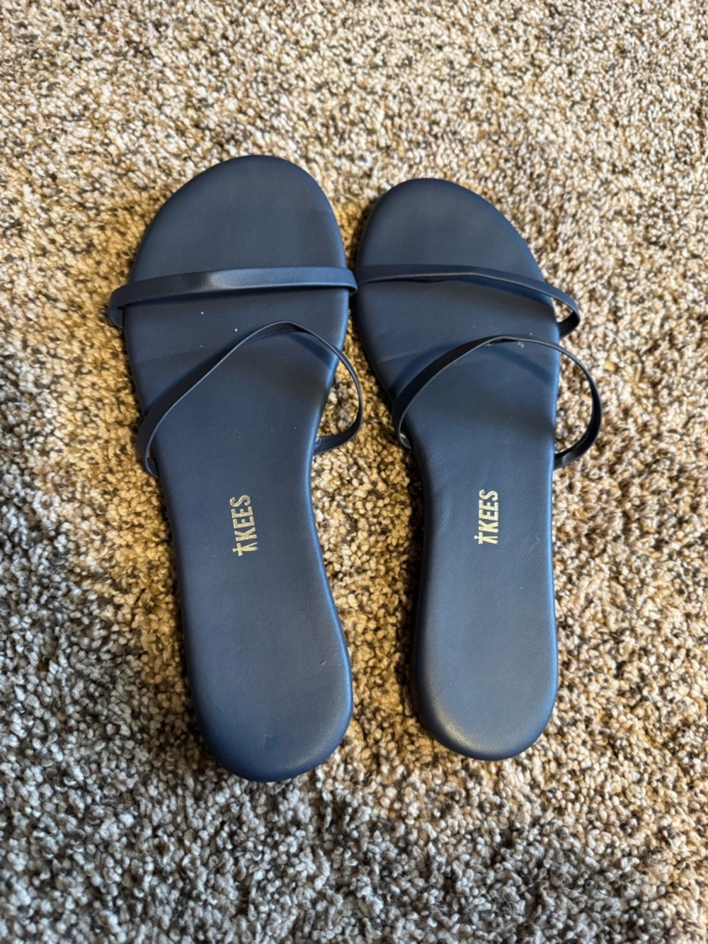 TKEES Navy Thin-Strap Slide Sandals